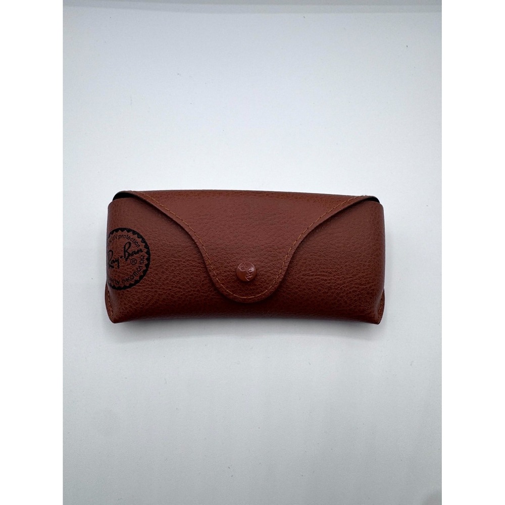 Ray-Ban Sunglasses Eyeglasses Case Brown Logo‎ Embossed Semi-Hard Faux Leather